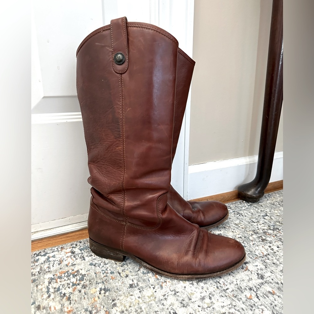 Frye Cognac Melissa Button Boot  10 wide